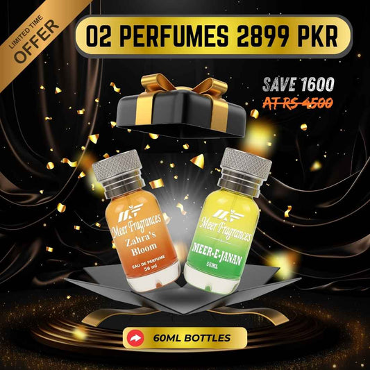 One Year Celebration Sale Any 2 Perfumes iN Just 2900  6OML - MEER FRAGRANCE