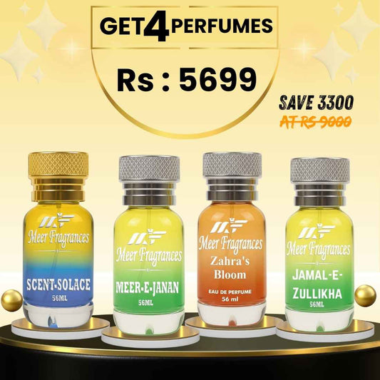 One Year Celebration Sale Any 4 Perfumes iN Just 5699  6OML - MEER FRAGRANCE