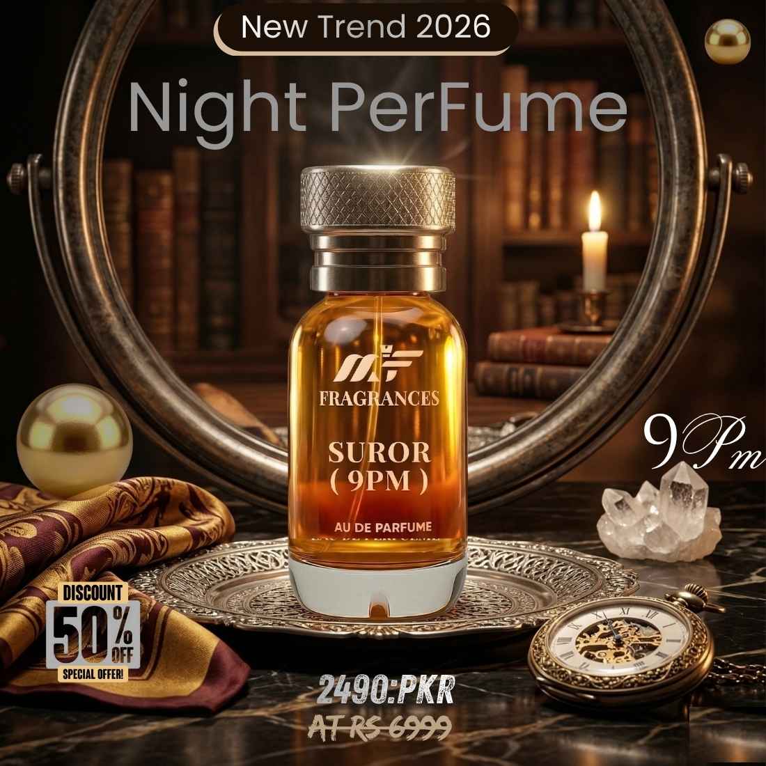 New Trend Night Perfume Meer E Suror Inspired By 9PM Of Meer Fragrances 60ML
