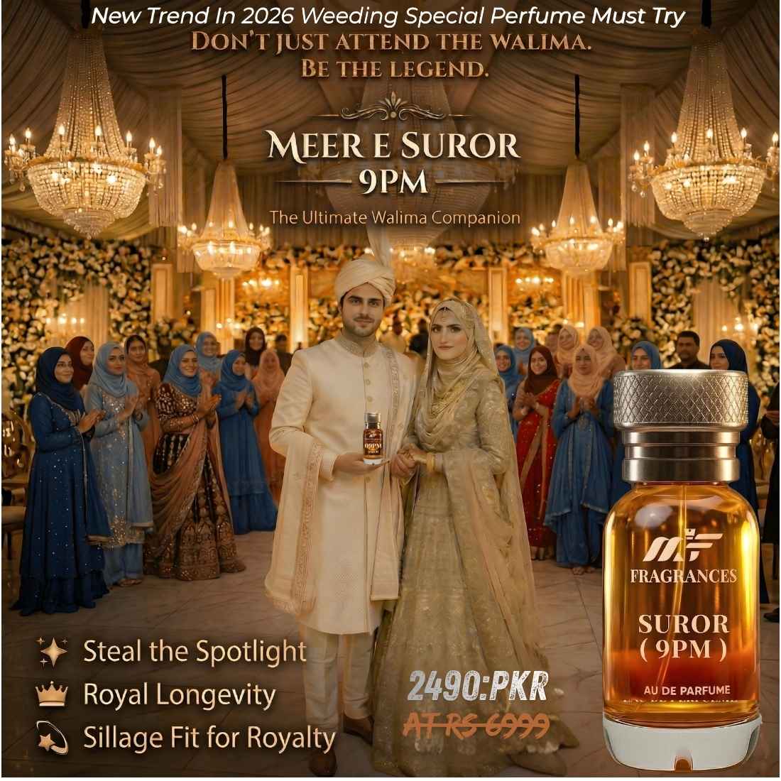 New Trend Night Perfume Meer E Suror Inspired By 9PM Of Meer Fragrances 60ML